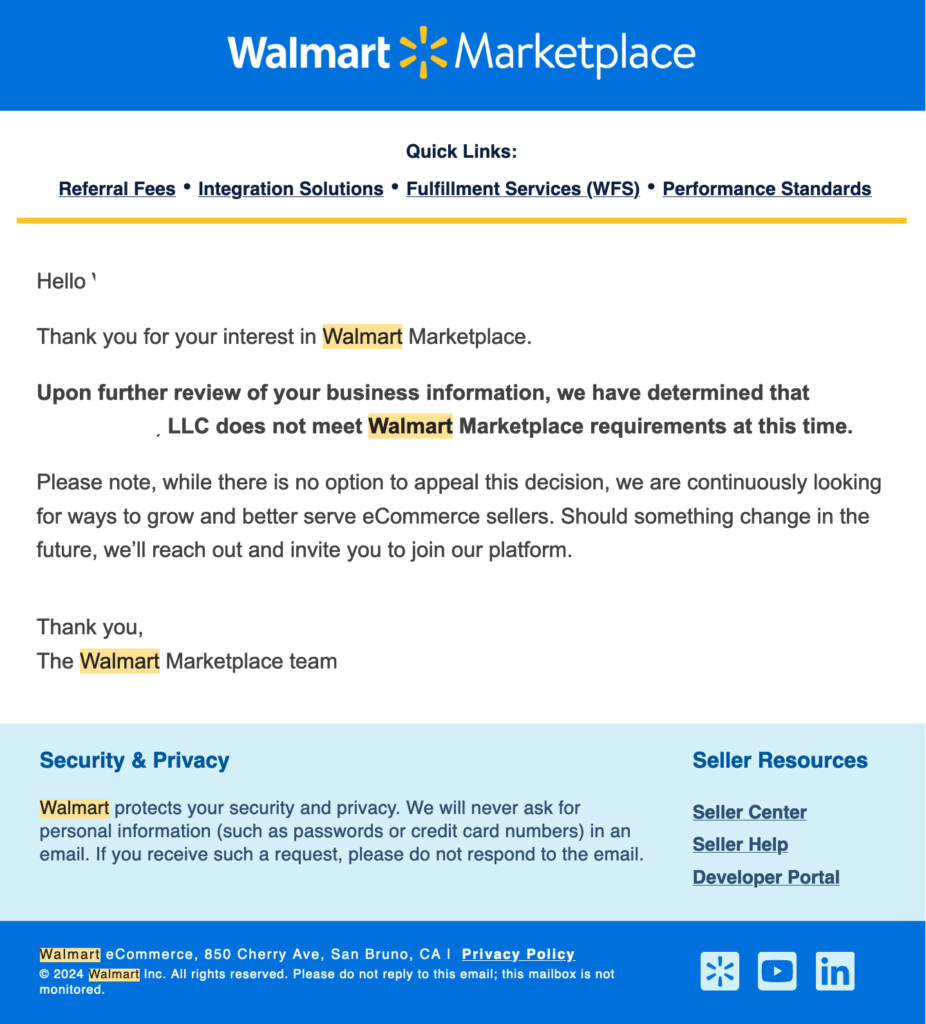 Walmart Seller Application Denied What Next